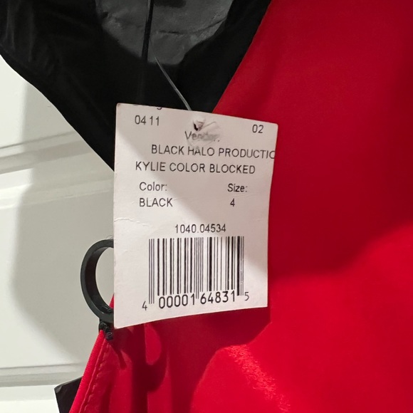 Black Halo- red and black cocktail dress.  Size 4 - Picture 5 of 5